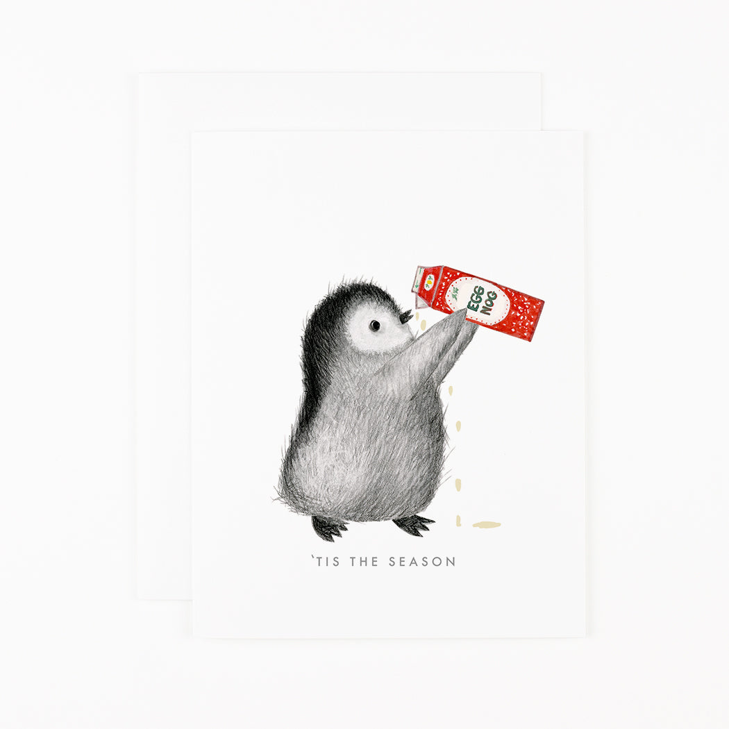 Penguin Drinking Eggnog  