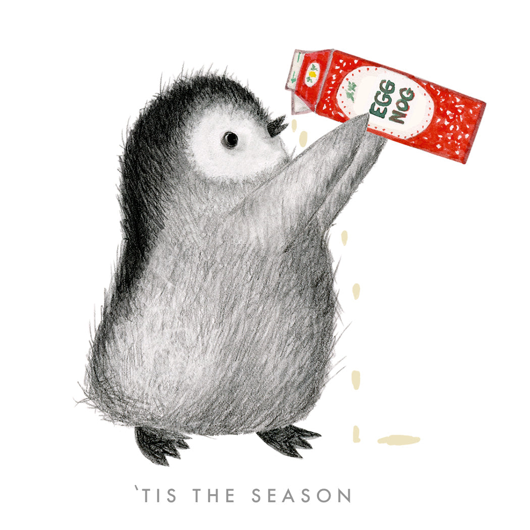 Penguin Drinking Eggnog  